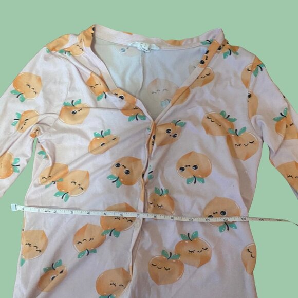 Weekend Edition Peach Print Long Sleeve Onesie Pajama Romper | Size S - Picture 7 of 10